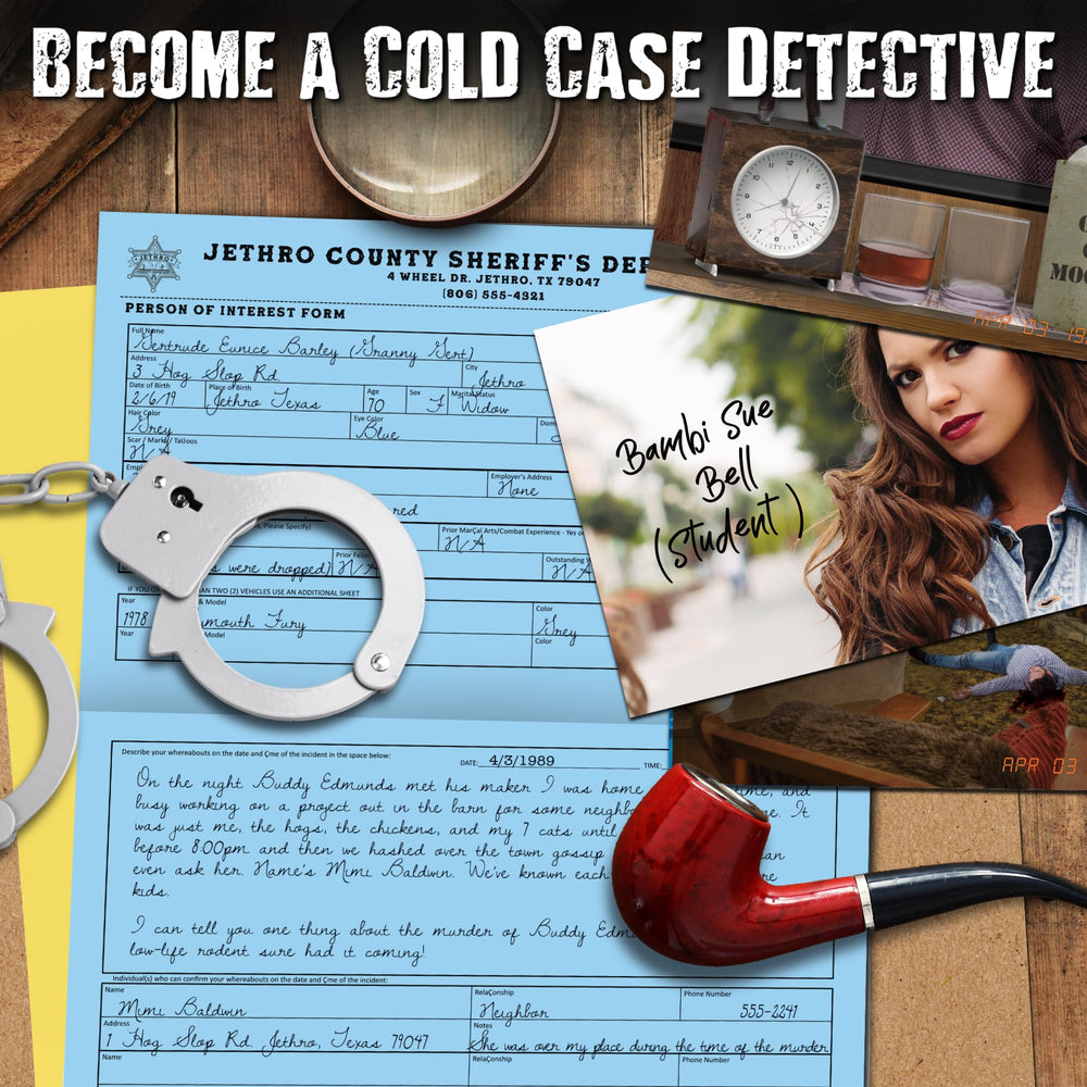 Unsolved Case Files fingerprint card adds realism and detail to the investigation