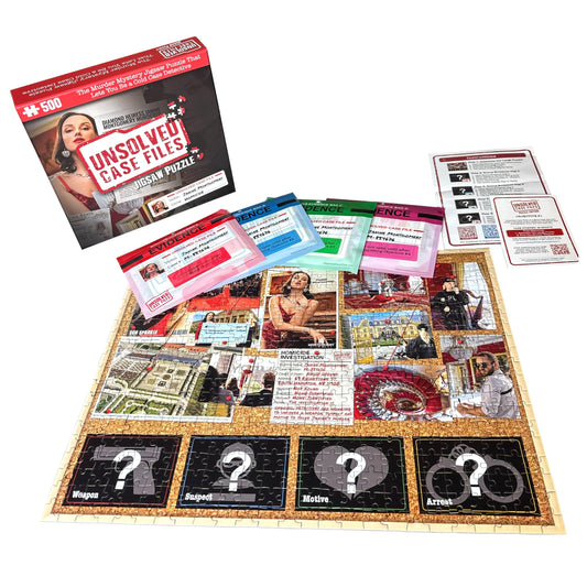 Unsolved Case Files puzzle cover featuring the Janine Montgomery case for a captivating mystery experience.
