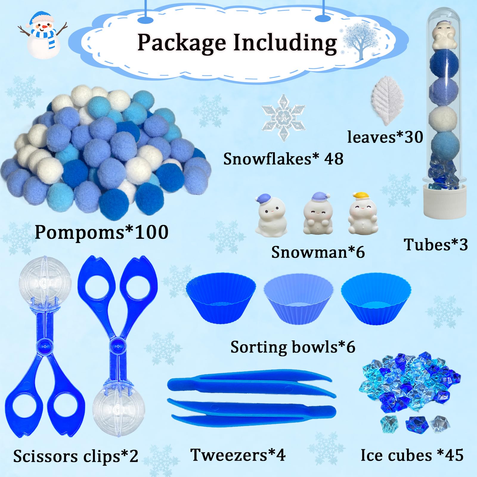 Unvola winter snowflakes for pattern recognition and sorting play