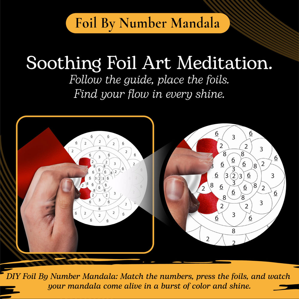Unwynd Foil by Number mandala coaster front view ready for easy foil pressing