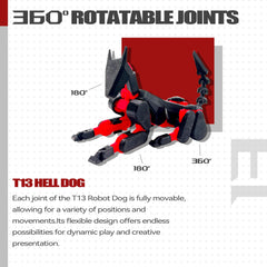 Uodofy T13 black-red-dog action pose highlights versatile play options