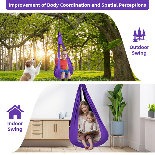 Close-up of soft lycra fabric on UONEME Sensory Joy Swing for comfortable hugs.