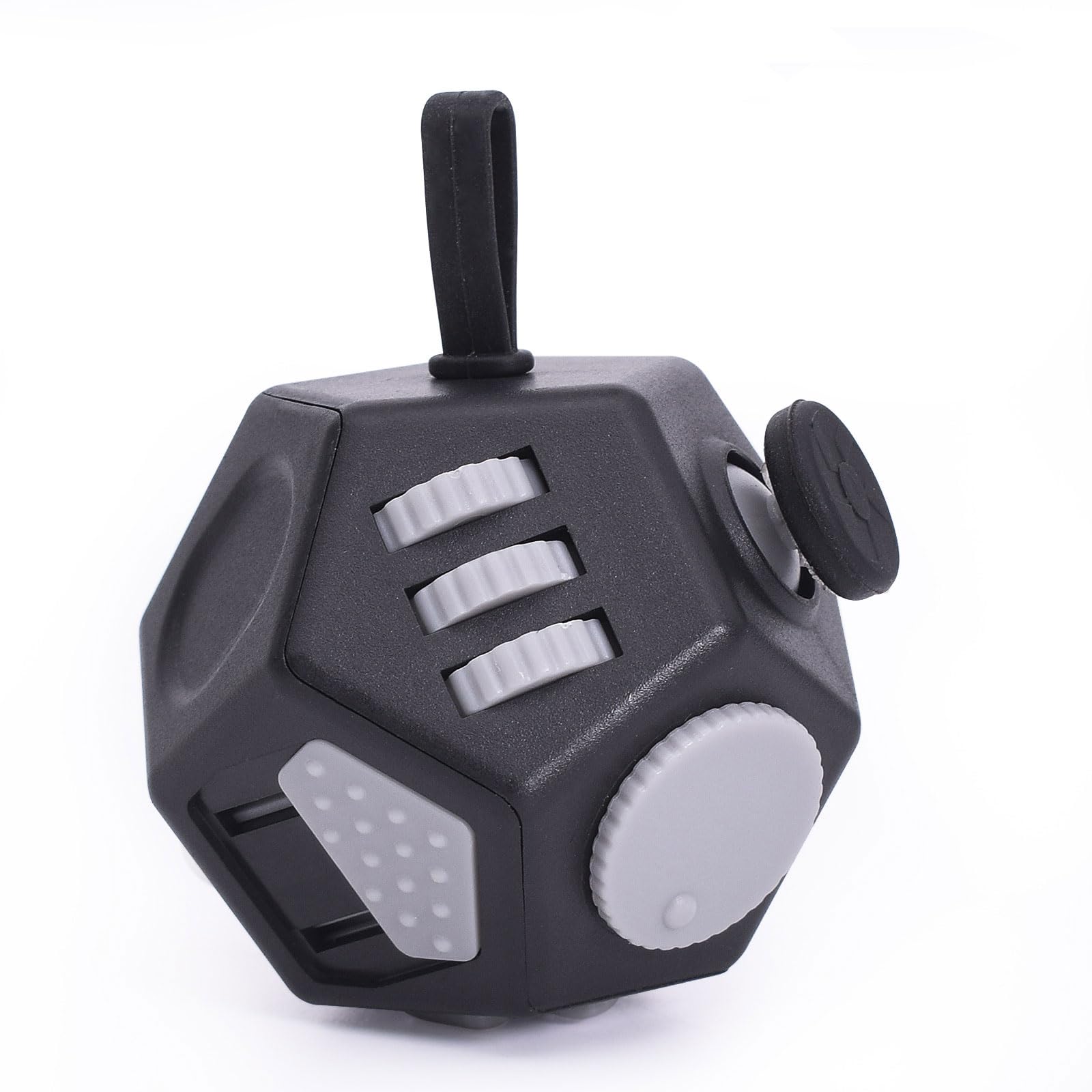 UOOEFUN mini fidget cube close-up, compact 12-sided design for focused use.