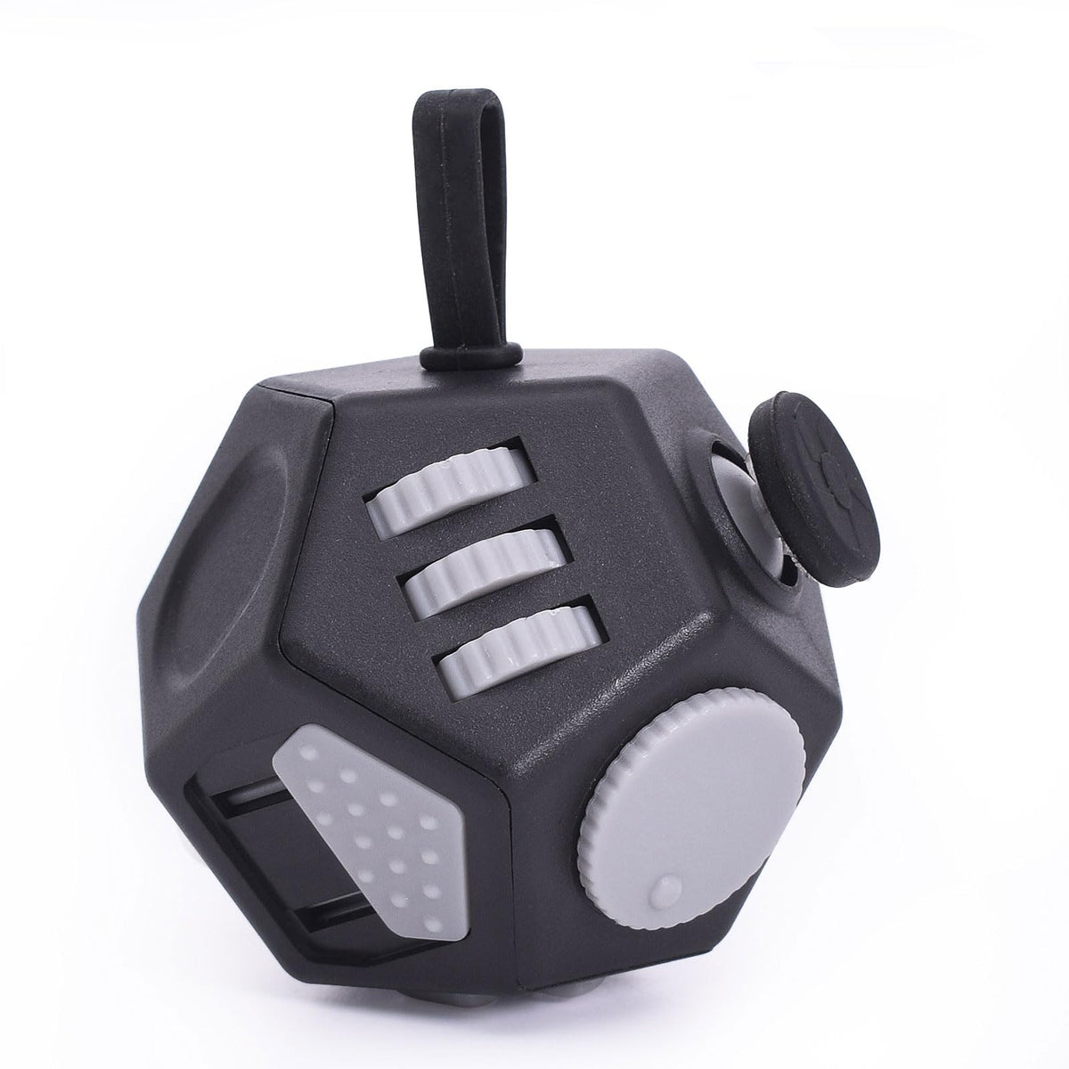 UOOEFUN mini fidget cube close-up, compact 12-sided design for focused use.