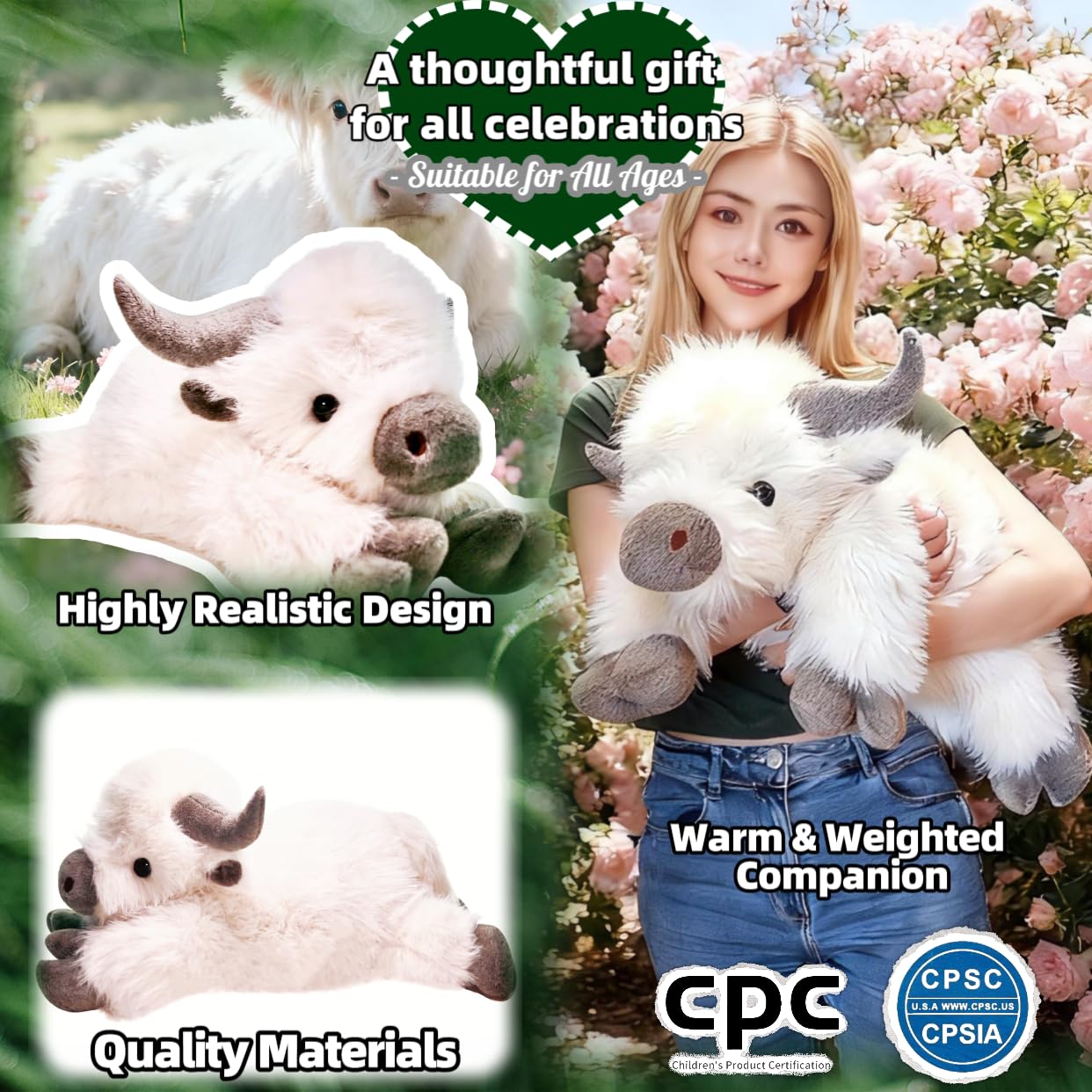 Removable pouch keeps warmth ready for cozy moments with the uoozii Highland Cow plush.