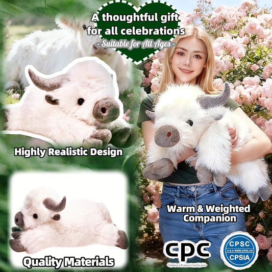 Removable pouch keeps warmth ready for cozy moments with the uoozii Highland Cow plush.