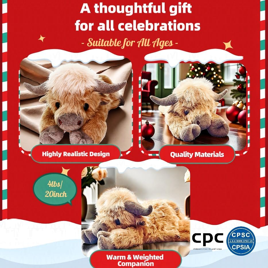 uoozii Highland Cow plush ideal for kids and adults to cuddle