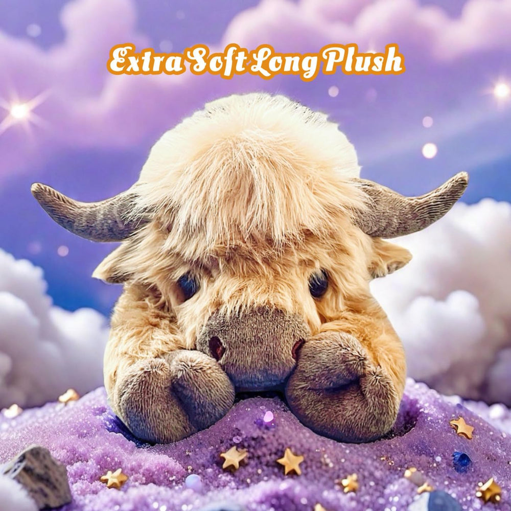 uoozii Highland Cow weighted plush with microwave friendly heat pack