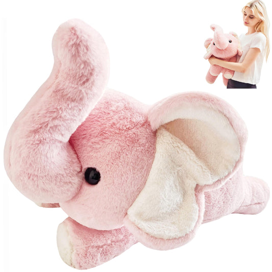 uoozii pink elephant weighted plush in full view for comforting hugs