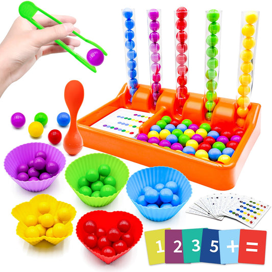 UPDOPEF counting and color sorting beads and tubes boost early color recognition and math skills
