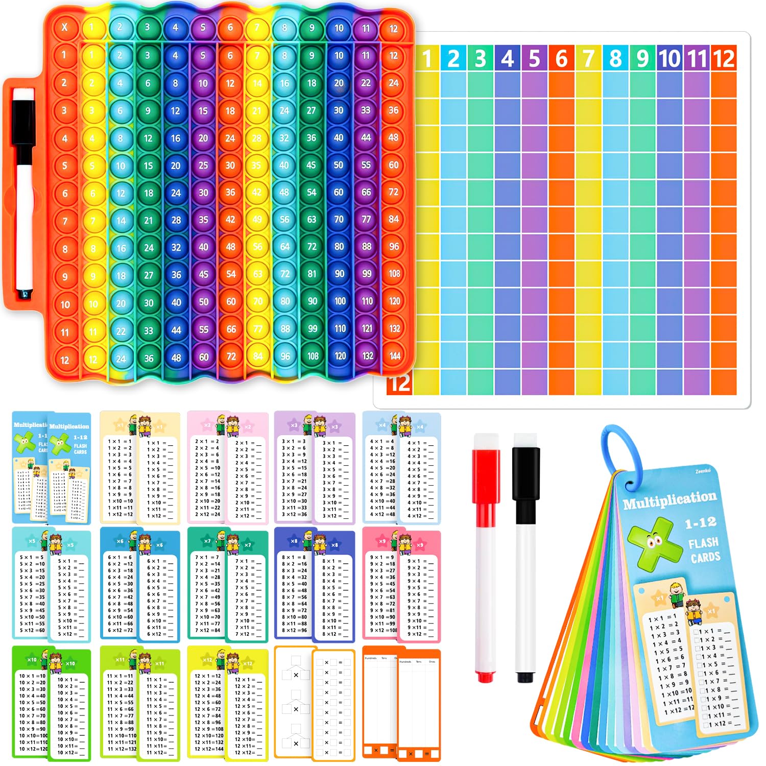 UPDOPEF multiplication flash cards for kids with two sides for self-check.