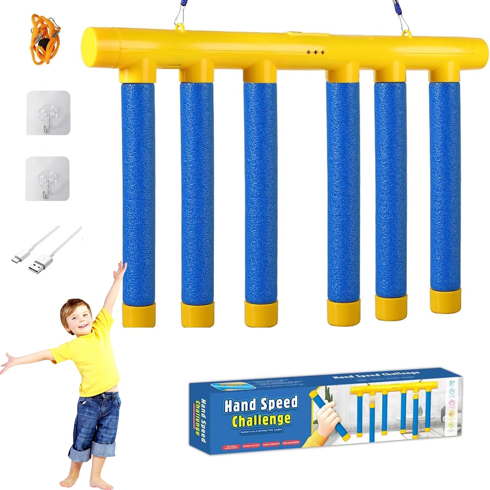 Upgrade Reflex Challenge Game; catch sticks action boosts reaction speed.