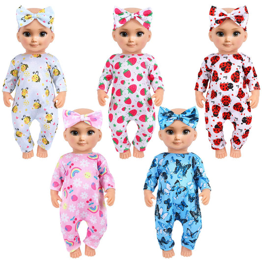 UPINS 5-set jumpsuits for 16-18 inch dolls, cozy and easy to mix and match.