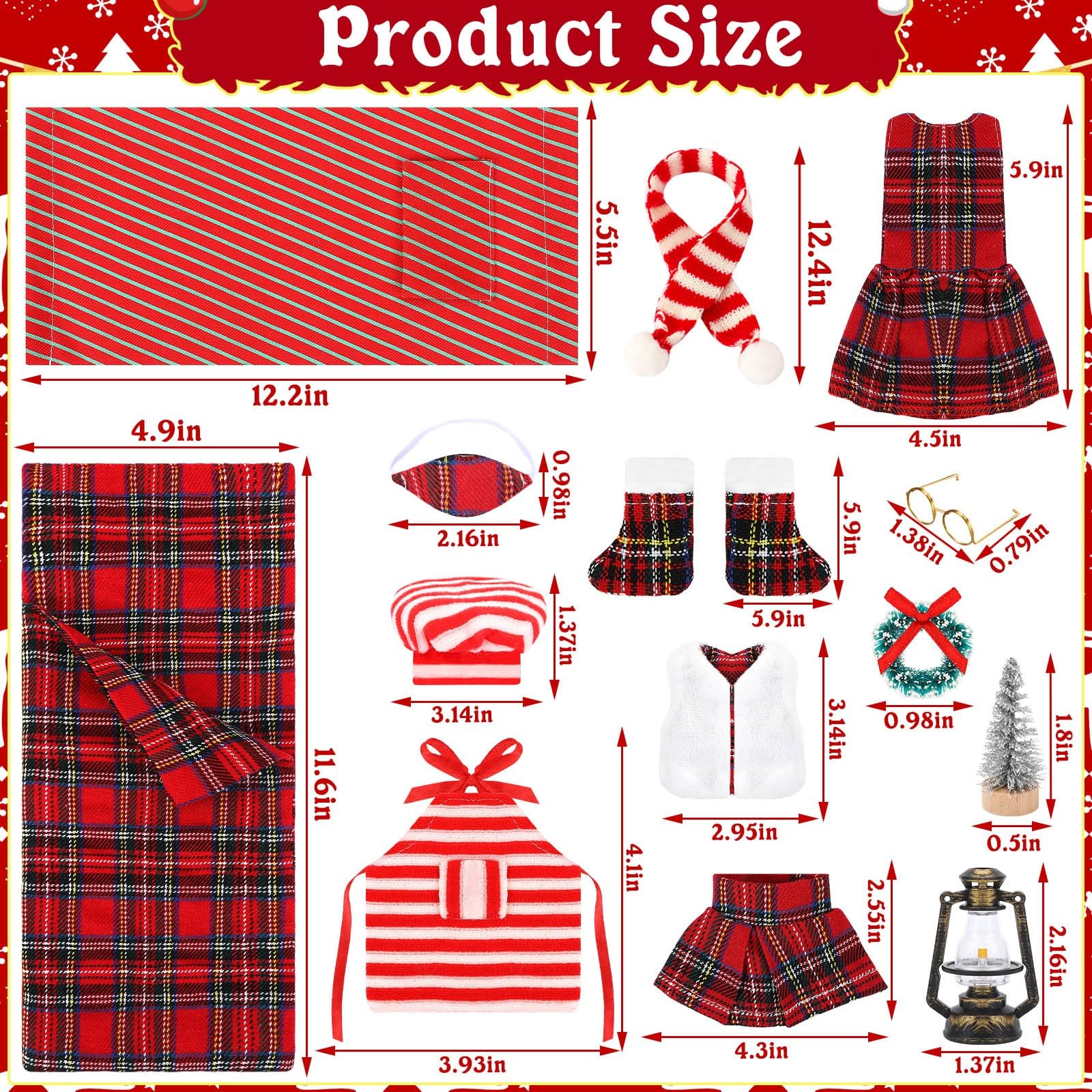 UPINS plaid dress adds festive charm to doll outfits for holiday displays.