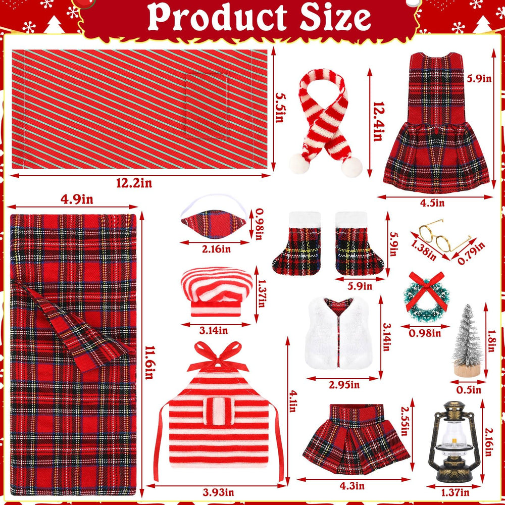 UPINS plaid dress adds festive charm to doll outfits for holiday displays.