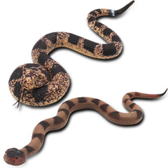 Upitry rubber snakes on a branch for lifelike garden decor and bird deterrence.