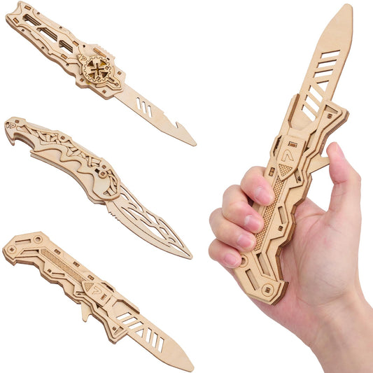 UPLIKE 3D wooden puzzle knife kit, detailed pieces for hands-on building and display