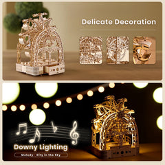 UPLIKE Ferris wheel light feature illuminates display for night-time ambience.