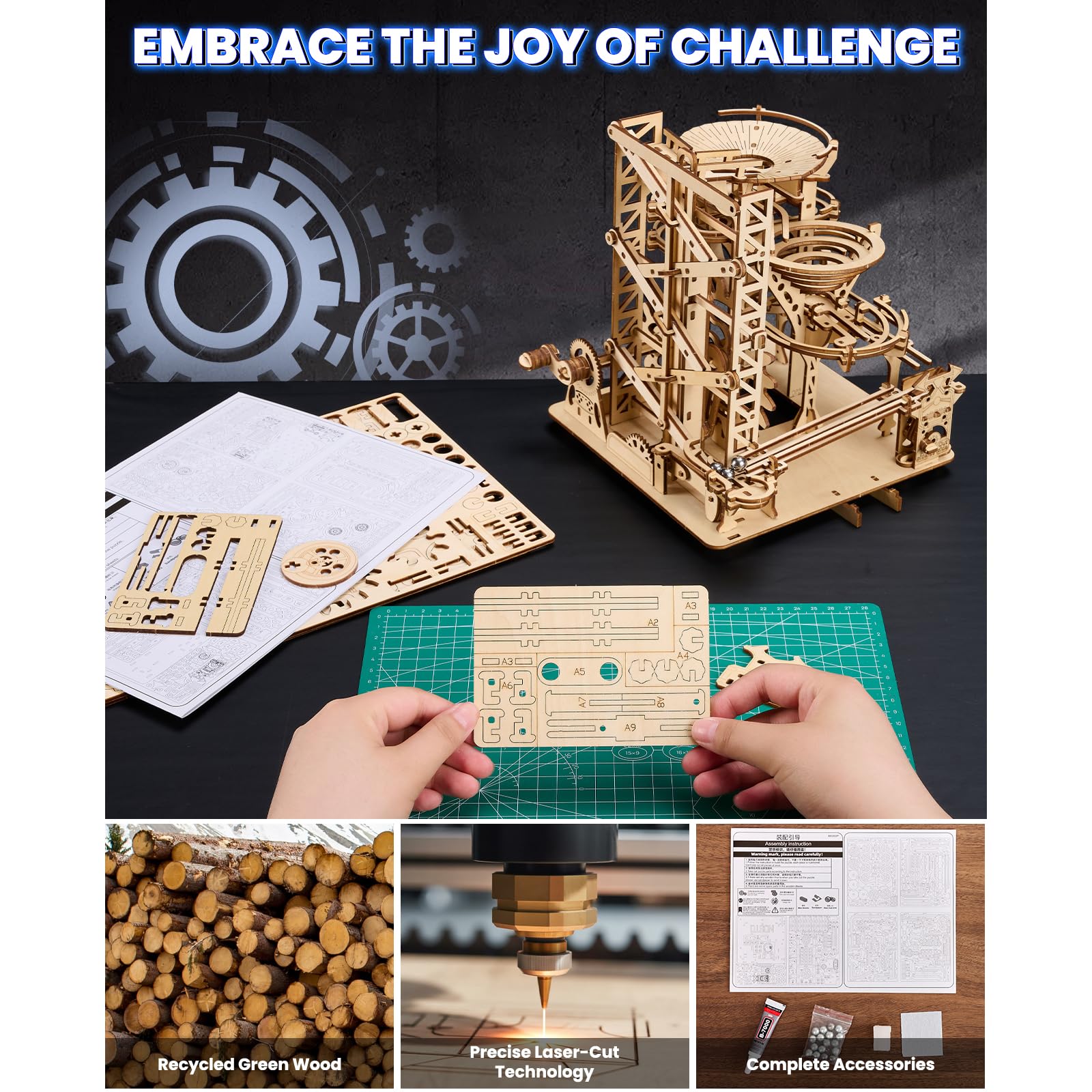 UPLIKE precision laser-cut wood with sturdy pieces and minimal burrs