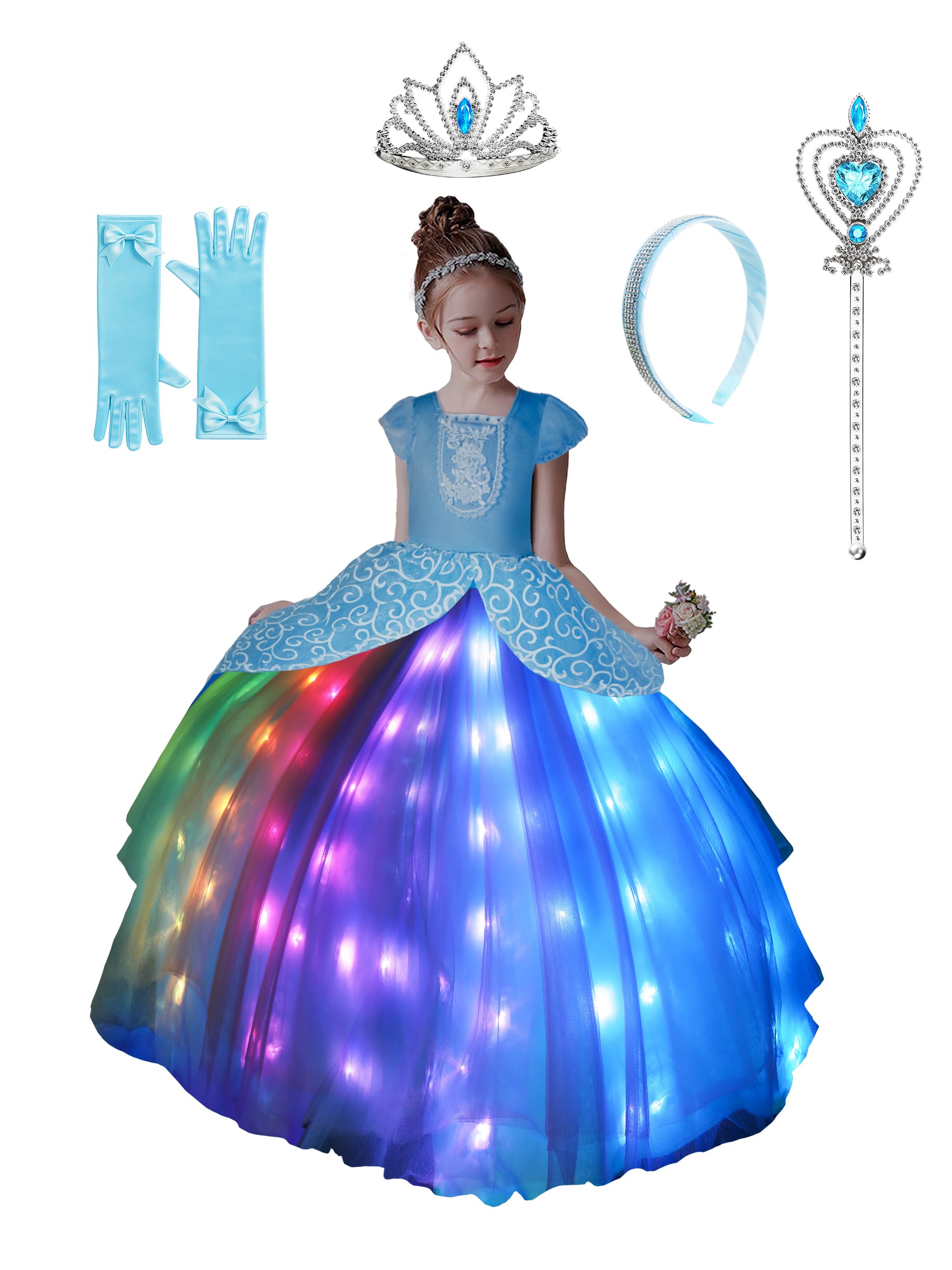 UPORPOR Princess dress tulle detailing with integrated RGB LEDs for sparkle.
