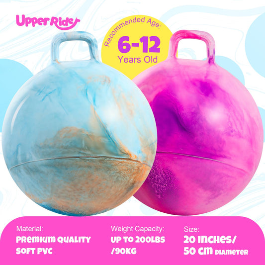 Upper Rider 20inch purple-pink hopper ball with grip handle.
