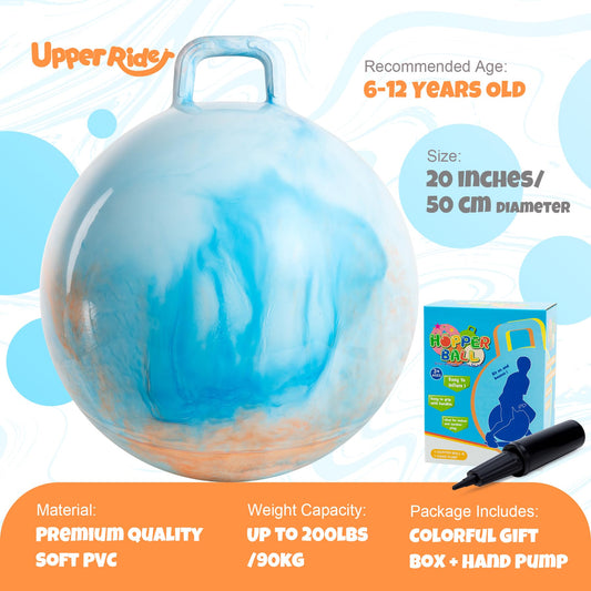 Upper Rider Clouds Hopper Ball handle close-up showing secure grip for jumping