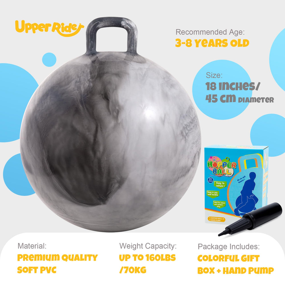Upper Rider Clouds Hopper Ball side handle emphasizes secure grip during games.