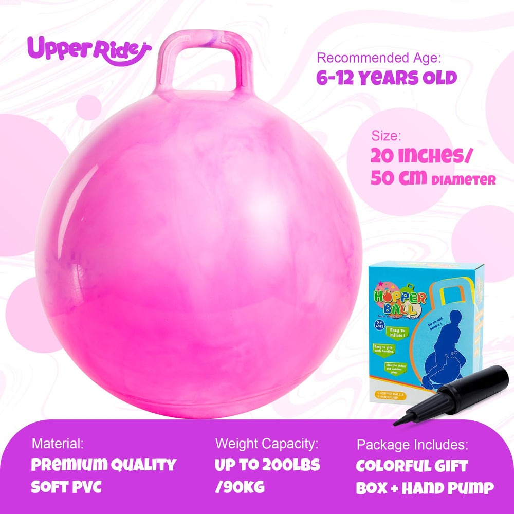 Upper Rider hopper ball inflation pump scene showing quick setup for bouncing fun.