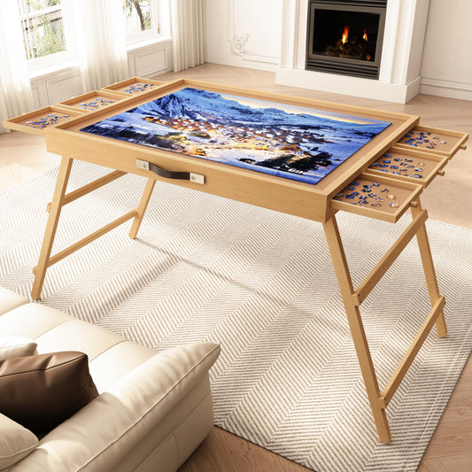 UPVERCY puzzle table 24.8-inch height enables comfortable sofa-side puzzle setup.