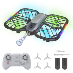 UranHub M10C drone with vibrant RGB lights for nighttime flights.
