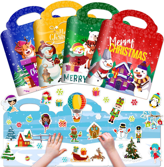 Uranus&No.1 Christmas sticker book cover with vibrant holiday scenes for kids.