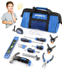 URASISTO 18-piece kids tool set in a fabric bag for easy storage and transport.