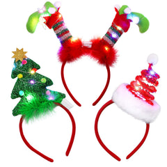 URATOT Christmas LED headband with tree design lights up your festive look.