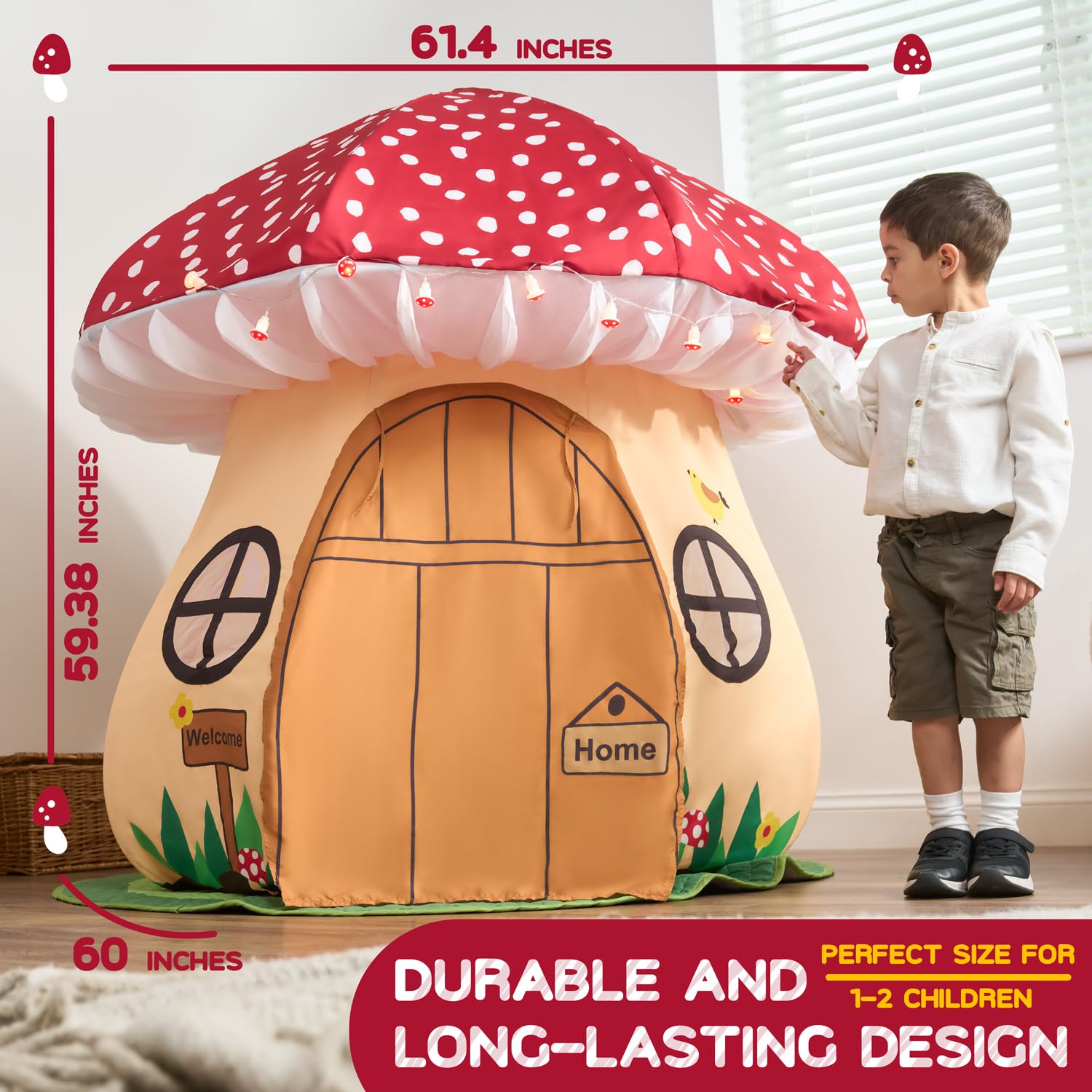 URBAN CREATIONS Enchanted Mushroom Lights on for magical ambiance