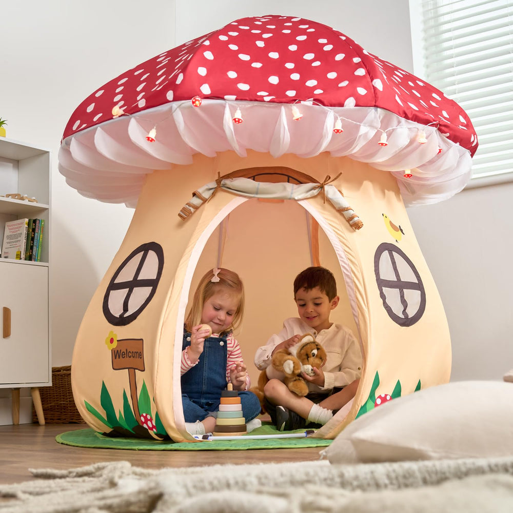 URBAN CREATIONS Enchanted Mushroom Play Tent with assembly poles for quick setup