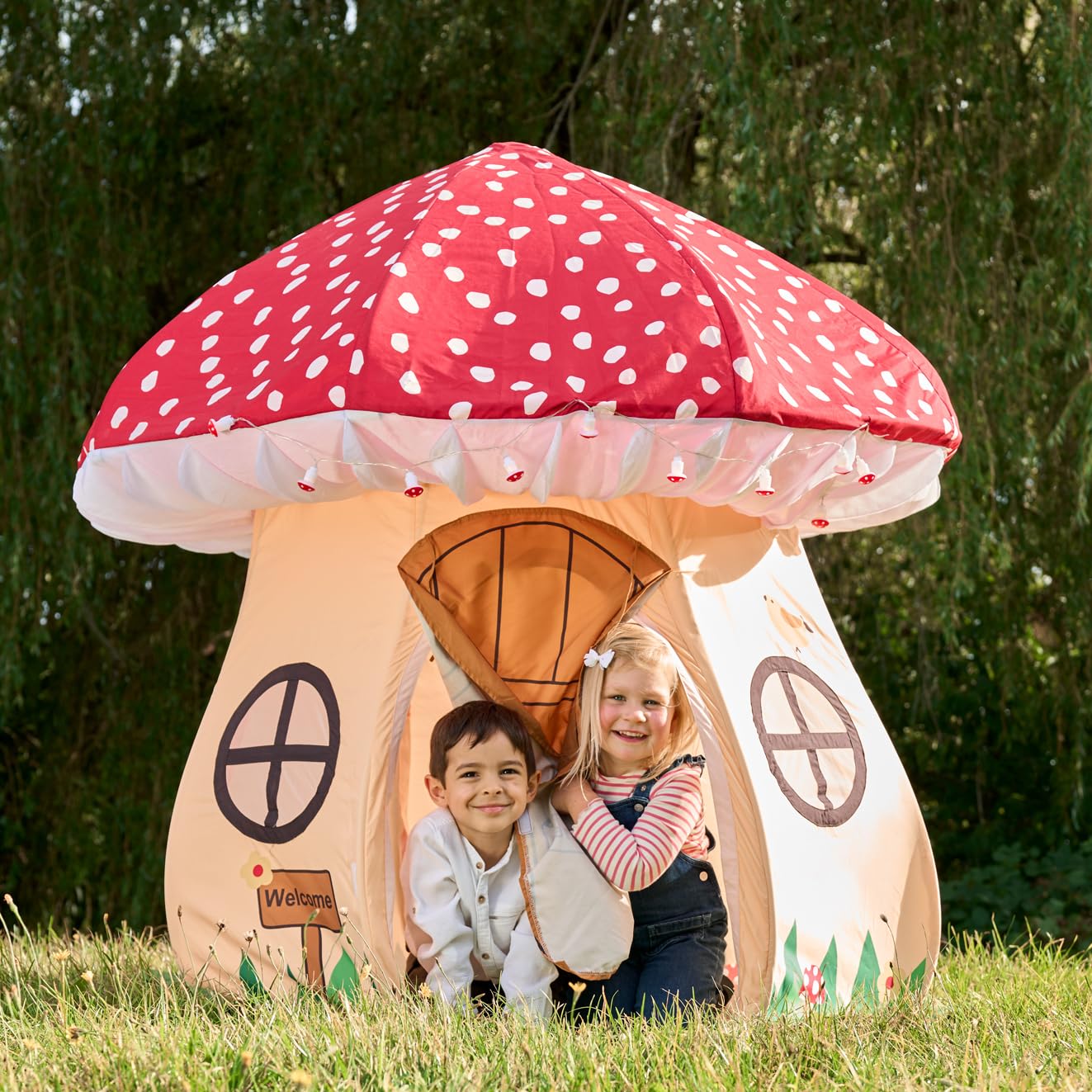 URBAN CREATIONS Enchanted Mushroom Play Tent interior space for reading and play