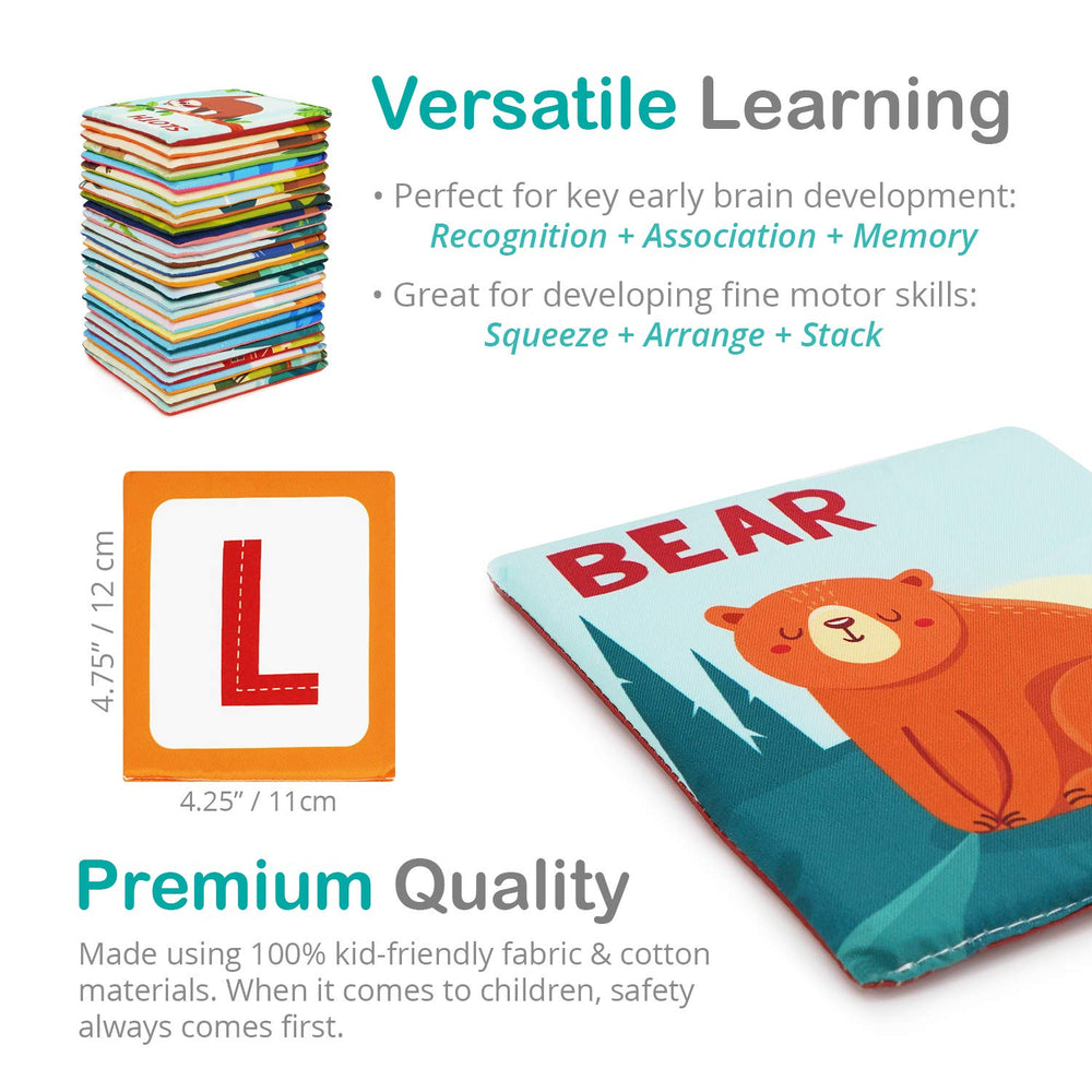 Urban Kiddy Zoo Alphabet Cards animal illustrations boost recognition and language learning
