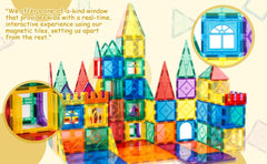 Urban Toys Magnetic Tiles 104pcs kids building activity sparks STEM curiosity.