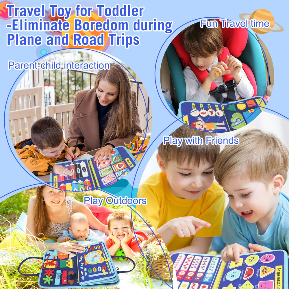 URBAN TOYS Montessori Busy Board laces detail encourages concentration and hand-eye coordination