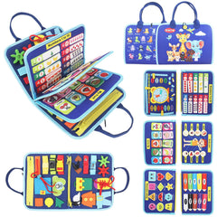 URBAN TOYS Montessori Busy Board travel-compact design fits bags for car or airplane activities