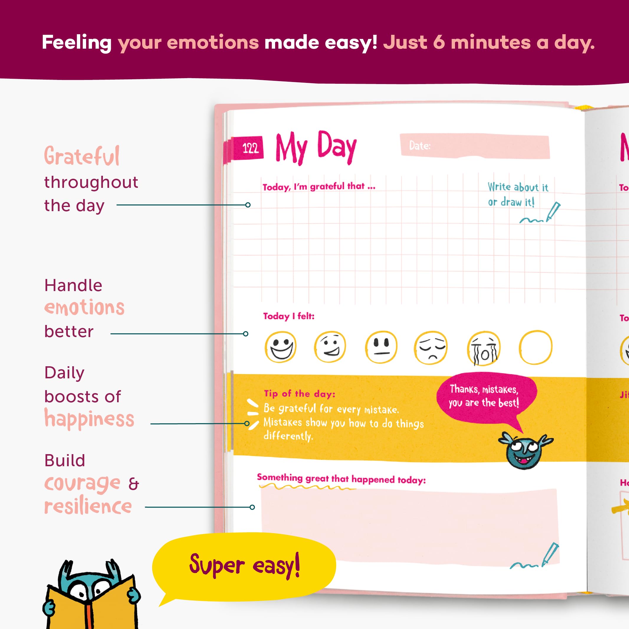 UrBestSelf 6-Minute Kids Diary gratitude prompts highlight small daily thankfulness moments.