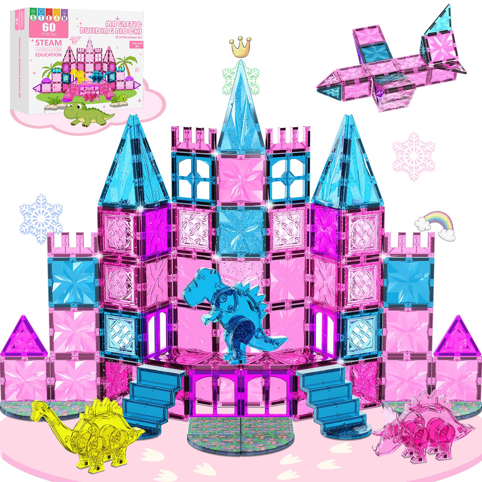UREC Pink Dinosaur Tiles for imaginative play and fine motor practice.