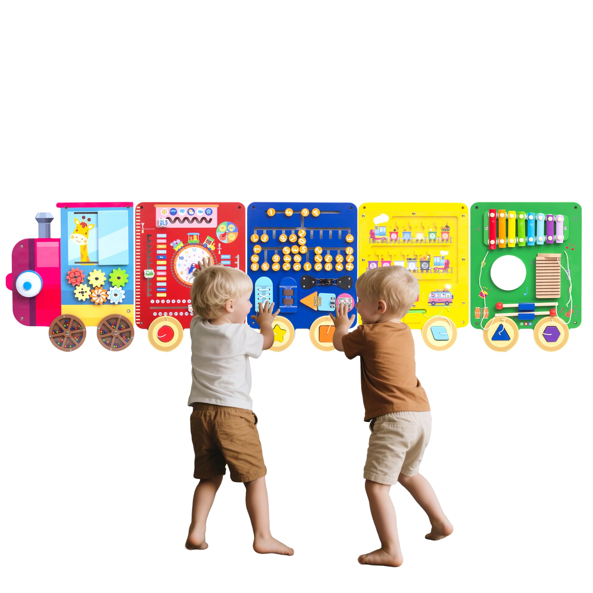 UREDISO Train Activity Wall Busy Board front locomotive with bell for interactive play