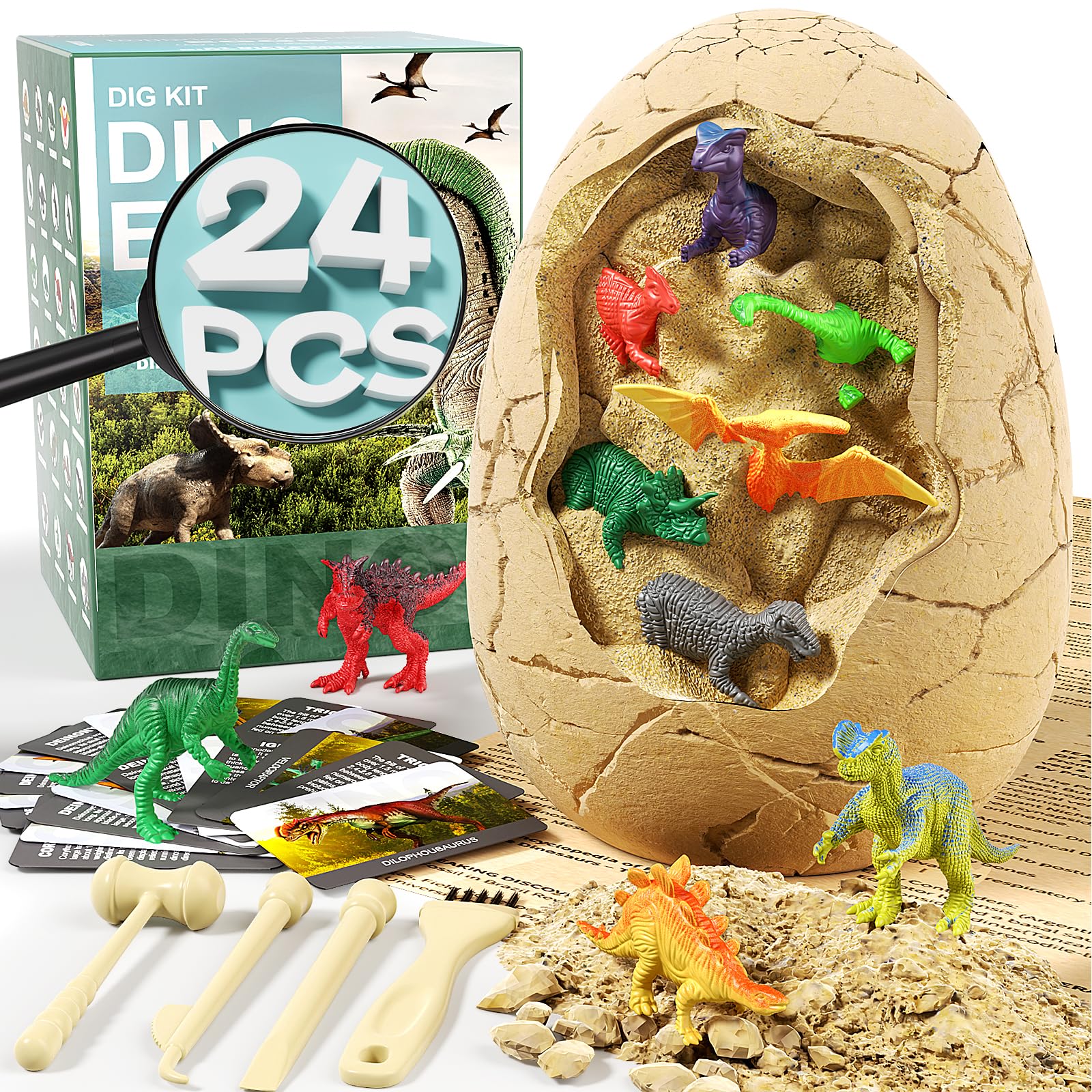 Uregoio 24-Dinosaurs egg with excavation kit for immersive STEM play.