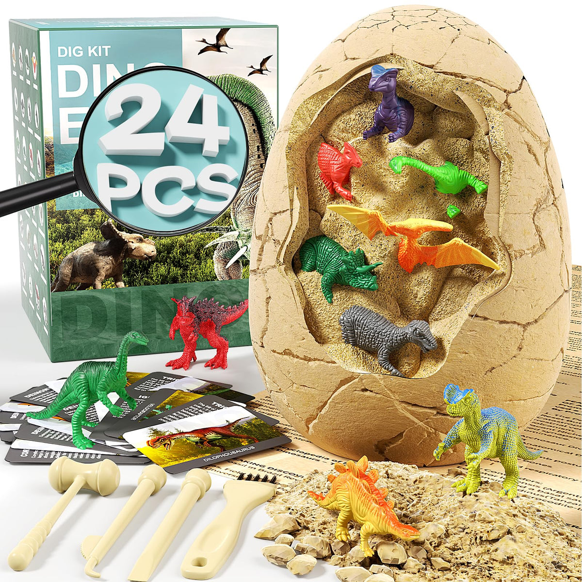 Uregoio 24-Dinosaurs egg with excavation kit for immersive STEM play.