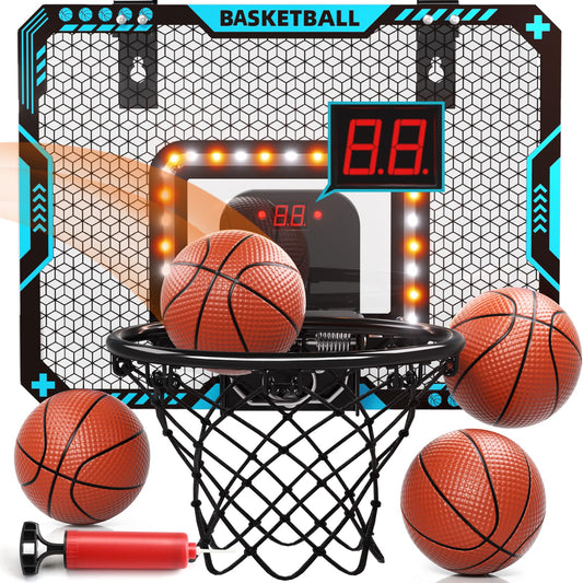 Uregoio indoor mini basketball hoop with LED lighting boosts indoor play