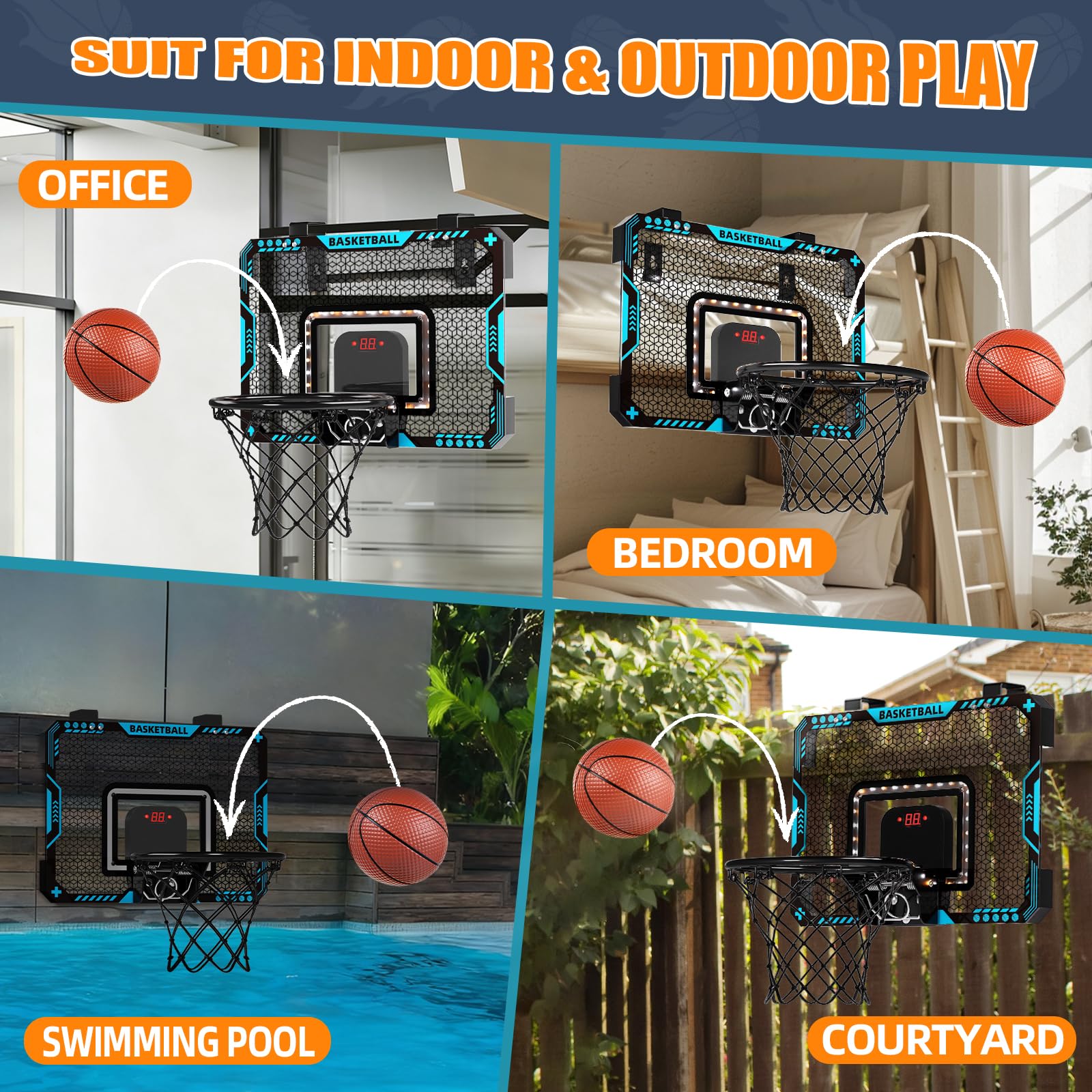 Shock-absorbing pads reduce noise on the Uregoio hoop