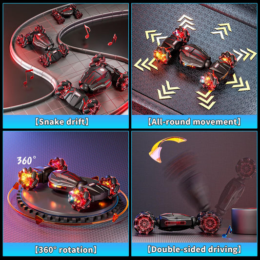 Uregoio RC stunt car with LED lights for nighttime fun