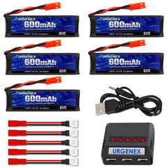 URGENEX 3.7V 600mAh battery front view, compact power for UDI drones.