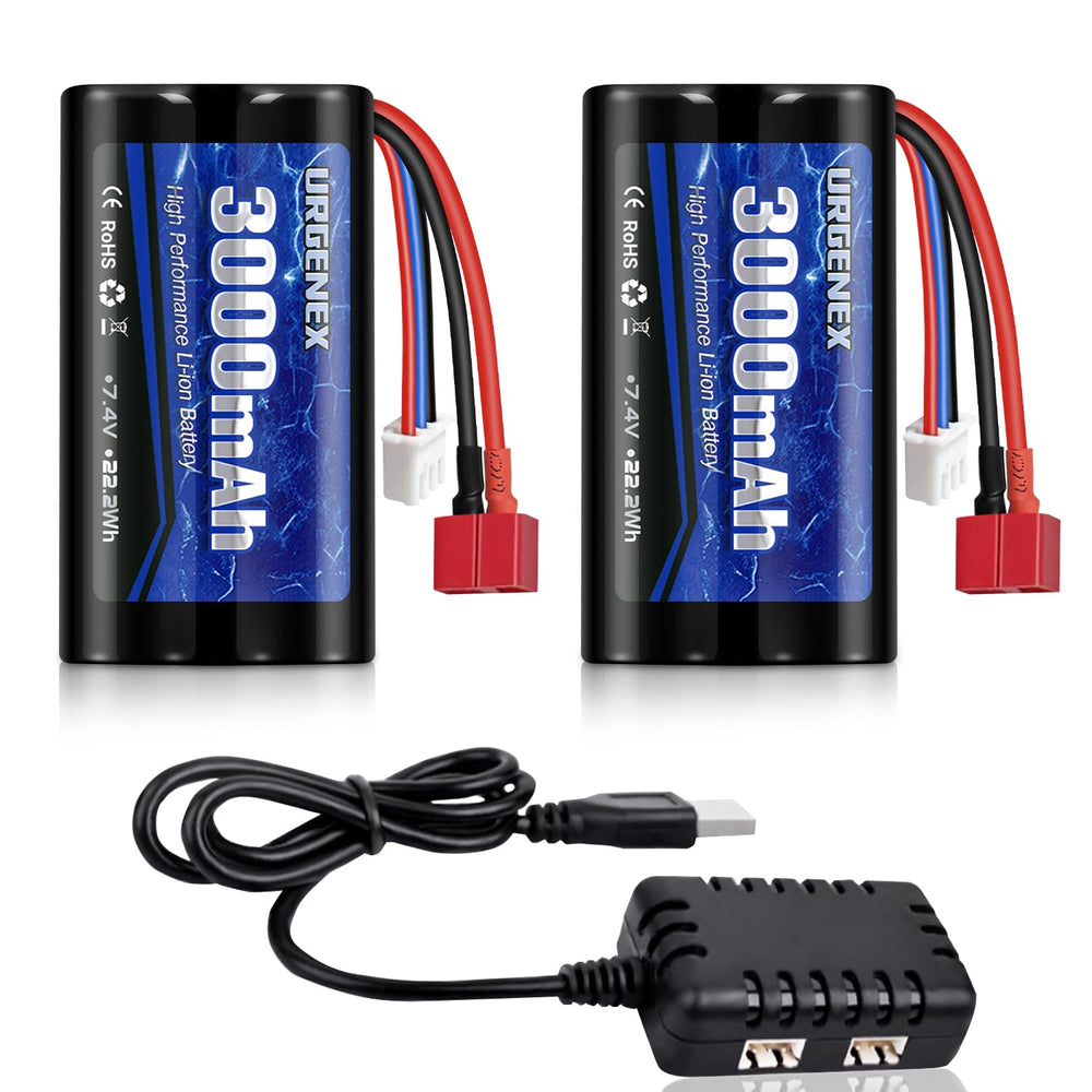 URGENEX 7.4V 3000mAh battery with Dean plug for WLtoys cars.
